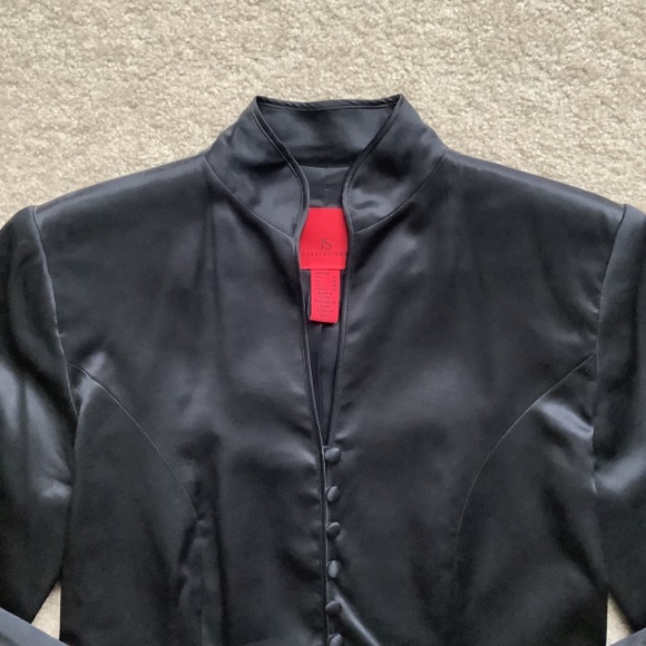 100% Silk Satin Elegant Black Jacket - Picture 7 of 8